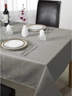 Emma Barclay Tischdecke, kariert, Polyester, silberfarben, 274x178 cm
