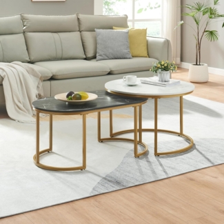 Satztisch Oppeerg 2er Set Marmoroptik, schwarz-weiß/Gold [en. casa]