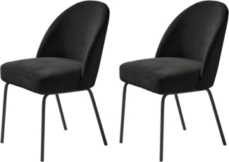 FJORDFORM Esszimmerstuhl, 2'er stühlen, schwarz Chenille, metalbeine Chair, one Size