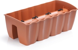 Unbekannt Blumenkasten Balkonkasten Blumentopf Geländer Topf klein 18 Liter Terrakotta