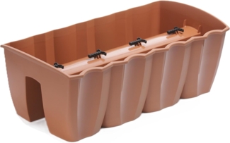 Unbekannt Blumenkasten Balkonkasten Blumentopf Geländer Topf klein 18 Liter Terrakotta