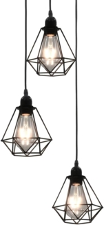 vidaXL Deckenleuchte mit Diamant-Design Schwarz 3 x E27 Glühbirnen 281634