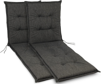 sunnypillow Liegenauflage Polsterauflagen für Gartenliege 190 x 60 x 9 cm, 2 Stück Anthrazit UV-Lichtecht