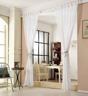 Woltu Gardine, (2 St), transparent, Gardinen transparent mit Schlaufen Leinen Optik