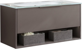 Fackelmann B.PARIS Badmöbel Set 2-teilig 90 cm breit, Grau, Glas weiß