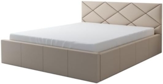 Polsterbett VIGI 160x200 mit Matratze, Bettkasten und Lattenrost. Farbe: Beige 04