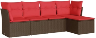 vidaXL 5-tlg. Garten-Sofagarnitur mit Kissen Braun Poly Rattan 3217564