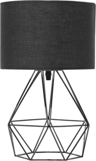 'Maroni' Tischlampe Schwarz Metall 35 cm Stoffschirm Lampenfuß Diamantform Kabel mit Schalter Modernes Design