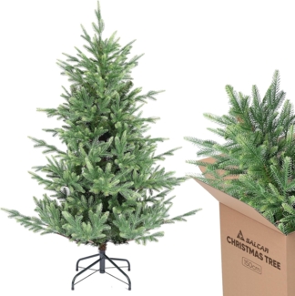 SALCAR 150 cm Künstlicher Weihnachtsbaum, 90% PE Spritzguss Premium Tannenbaum, naturgetreuer Christbaum inklusive Handschuhen und Metallständer (Ø 108 cm)