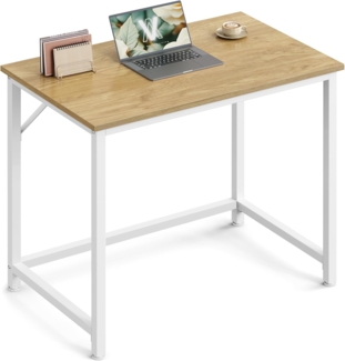 Vasagle Schreibtisch, Computertisch, Bürotisch, für Arbeitszimmer, Schlafzimmer, 50 x 80 x 76 cm, natureichenfarben-perlweiß LWDDE038W70