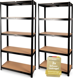 deluxe4home Schwerlastregal 2er Set Kellerregal verzinkt I 40x90x180 cm I Lagerregal bis 875kg