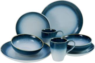 CreaTable 23788 Kombiservice Cascade für 4 Personen, Steinzeug, blau (1 Set, 8-teilig)