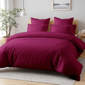 Cozyor Bettwäsche extra dick, weich, top Reissverschluss 135x200 155x200 155x220 200x200, Mikrofaser, 3 teilig, bordeaux Berry, Bettbezug + Kissenbezug 40x80, für Allergiker, weich