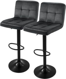 ML-DESIGN Barhocker Gepolsterter Barstuhl mit Rückenlehne und Fußstütze, 360° drehbar (2 St), Drestuhl höhenverstellbar 63-83 cm, Grau, Bezug aus Samt