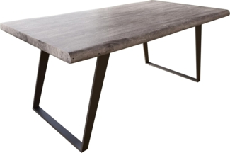 Esstisch Edge 180x90 XL Akazie Platin Metall Schräg Schwarz Live-Edge