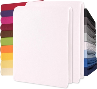 CelinaTex Jersey Topper Spannbettlaken Lucina 140x200-160x200 cm Schnee weiß 100% Baumwolle gekämmt bis 12cm Matratzenhöhe Spannbettbezug, Leintuch, Bettlaken, elastisch, Strech, Oeko-Tex