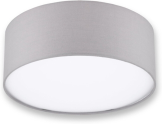 REV Deckenleuchte - Deckenlampe rund 30cm mit Stoff-Lampenschirm im modernen Look – ideal für Schlafzimmer, Wohnzimmer & Kinderzimmer, grau