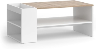 Vicco Couchtisch Weiß/Sonoma 100x55 cm mit Regalen, Wido