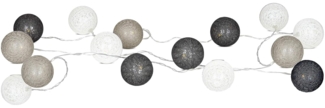 levandeo 15er Lichterkette LED Kugeln Lampions Baumwolle Grau Weiß Cotton Girlande Deko Cottonballs