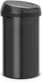 Brabantia Touch Bin, Mülleimer, Abfalleimer, Papierkorb, Deckel, Matt Black, Schwarz, 60 L, 402562