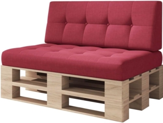 sunnypillow Palettenkissen Kaltschaum Palettenauflage Palettenpolster Palettensofa Sitzkissen Rückenlehne gesteppt 2er Set Red