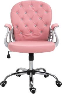 Vinsetto Ergonomischer Bürostuhl, Chefsessel, Gepolsterte Rückenlehne, Rosa, PU, 59,5 x 60,5 95-105 cm