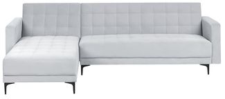 Modul Eckschlafsofa 4-Sitzer ABERDEEN Samtstoff Hellgrau rechtsseitig