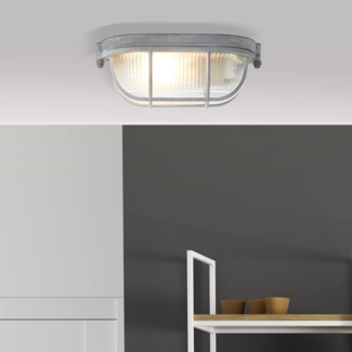 Lightbox Deckenlampe Wand- und Deckenleuchte Industrial 21cm rustikale Bootsleuchte 1x E27 Metall/Glas, grau Beton