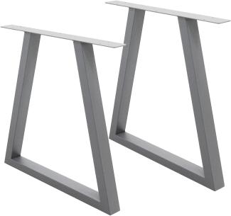 ECD Germany Tischbein 2er Set Tischfüße Trapez Design aus pulverbeschichtetem Stahl, Tischgestell H-Form 60x72 cm Grau Metall Tischkufen