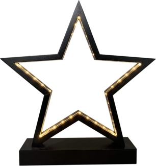 Casaria Weihnachtsstern 45 LED Warmweiß Holz 26 x 25 x 2,5cm schwarz Adventsstern Leuchtsstern Stern Weihnachten Weihnachtsdeko