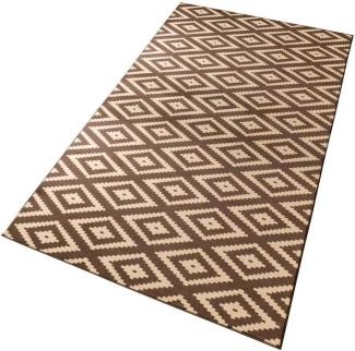 Kurzflor Teppich Raute Dunkelbraun Choco - 80x200x0,9cm