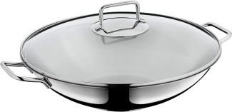 WMF Macao Wok Induktion 2-teilig, Wokpfanne 36 cm mit Glasdeckel, Wok für Induktion, Cromargan Edelstahl poliert, unbeschichtet