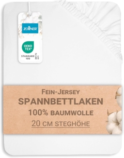 ZOLLNER Spannbettlaken, Fein-Jersey, Gummizug: rundum, 100 x 200 cm, 100% Baumwolle, vom Hotelwäschespezialisten