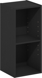 Furinno Fulda 2-stufiges, platzsparendes Aufbewahrungsregal, Bücherregal, 25 cm Breite, Schwarzes Holz