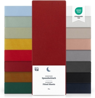 Blumtal® Spannbettlaken 105x190 cm 2er Pack - Bettlaken 105x190 Spannbettlaken aus Microfaser - Spannbetttuch 105x190 im 2er Set - Spannbettuch 105x190 - Bettlaken 105x190 - Laken - Aurora Red - Rot