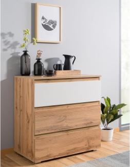Kommode >Ravenna< in Honig-Eiche Weiß - 80x80x45cm (BxHxT)
