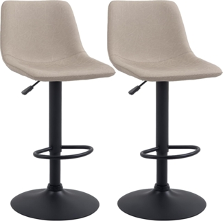 HOMCOM Barhocker 2er-Set, mit Fußstütze, Kunstlederbezug, drehbar, höhenverstellbar (Barstuhl, 2 St, Bistrohocker), für Wohnzimmer, Esszimmer, Beige