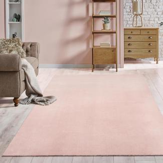 the carpet Relax kuscheliger Kurzflor Teppich, Anti-Rutsch Unterseite, Waschbar bis 30 Grad, Super Soft, Felloptik, Blush, 200 x 280 cm