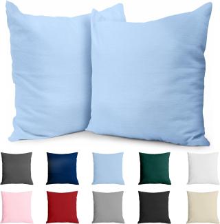 Kissenbezug 40x40 Baumwolle Renforcé (2er-Set) - Hellblau - Dicht gewebt mit 57 Fäden/cm² - 40x40cm Kissenbezug - Oeko Tex Zertifiziert - Dreamzie