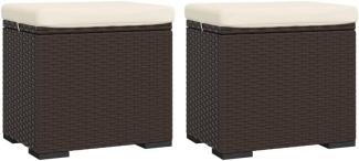 vidaXL Hocker mit Kissen 2 Stk. Braun 40x30x40 cm Poly Rattan