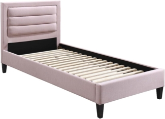 Vente-unique - Bett 90 x 190 cm mit gepolstertem Kopfteil - Rosa - MACHUPIO
