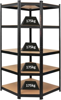 PROREGAL® Eckregal Eckregal Ragnar, HxBxT 180 x 70 x 40 cm, Verzinkt, Blau, Schwarz, Grau, Rot