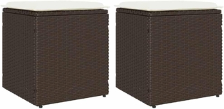 vidaXL Hocker Gartenhocker mit Kissen 2 Stk. Braun 40x40x43 cm Poly Rattan (1 St)