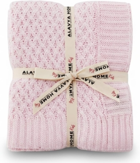 Babydecke 75 x 100 für Junge & Mädchen aus *100%* GOTS Bio Baumwolle, Alavya Home®, Herbst/Winter Neugeborenen Baby Decke, Strickdecke mit Bordüre