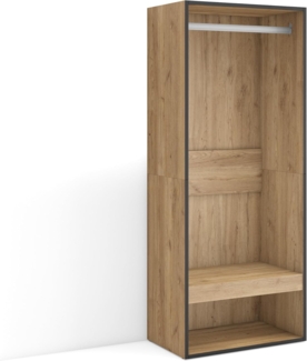 Skraut Home | Offener Kleiderschrank | Kleidung, Schuhe | 60 x 145 x 35 cm | Für Schlafzimmer, Zimmer | Garderobenschrank | Moderner Stil | Eiche