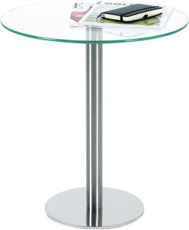 Ebinger Couch- und Beistelltisch in Edelstahl Ø 495 mm Klarer ESG-Sicherheitsglasplatte Tischhöhe 550 mm P734. 35. 0