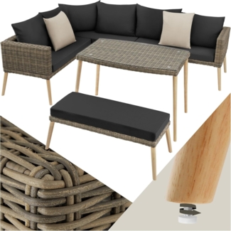 tectake Loungeset Rattan Lounge, (Set, 3-tlg), mit Aluminiumgestell
