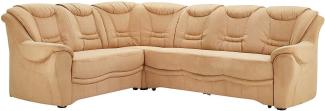 Cavadore Ecksofa Bansa mit Federkern / Polstercouch im klassischen Design / 265 x 94 x 215 / Mikrofaser Hellbraun