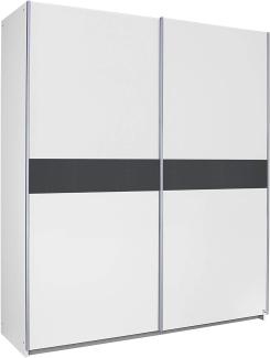 Rauch Möbel Noosa Schrank Schwebetürenschrank, Weiß / Grau Metallic, 2-türig inkl. Zubehörpaket Basic 2 Kleiderstangen, 2 Einlegeböden BxHxT 175x197x59 cm