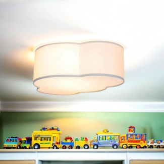 Licht-Erlebnisse Deckenleuchte WOLKI, ohne Leuchtmittel, Wolkenlampe 41 cm breit für 2x E27 Stoff Grau Kinderzimmerleuchte